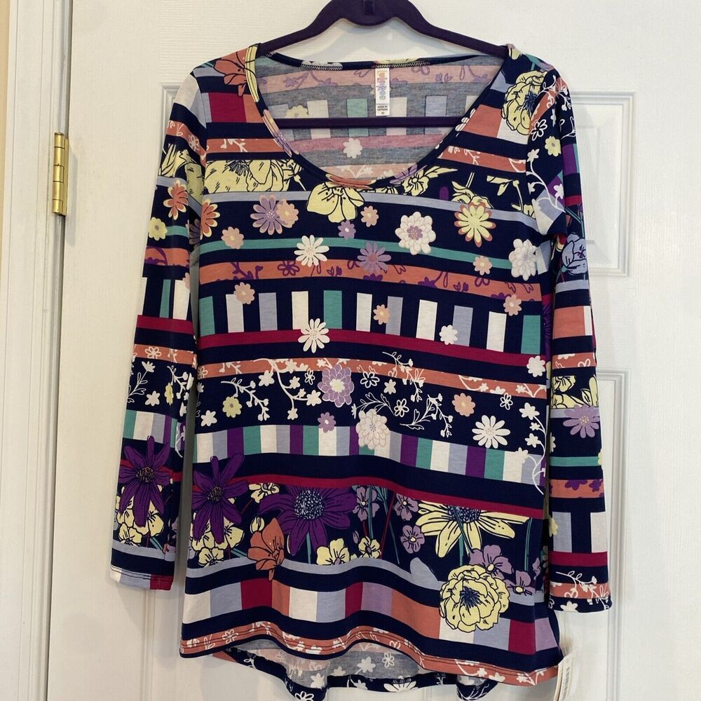 Lularoe Lynnae Floral & Striped Blouse NWT Size XS